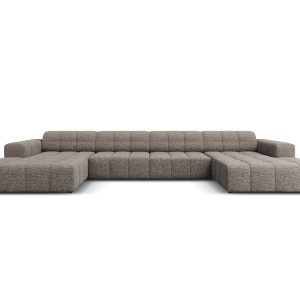 Cosmopolitan Design Panoramische bank Chicago 6-zits, chenille grijs – Cosmopolitan Design Panoramische bank Chicago 6-zits, chenille grijs –