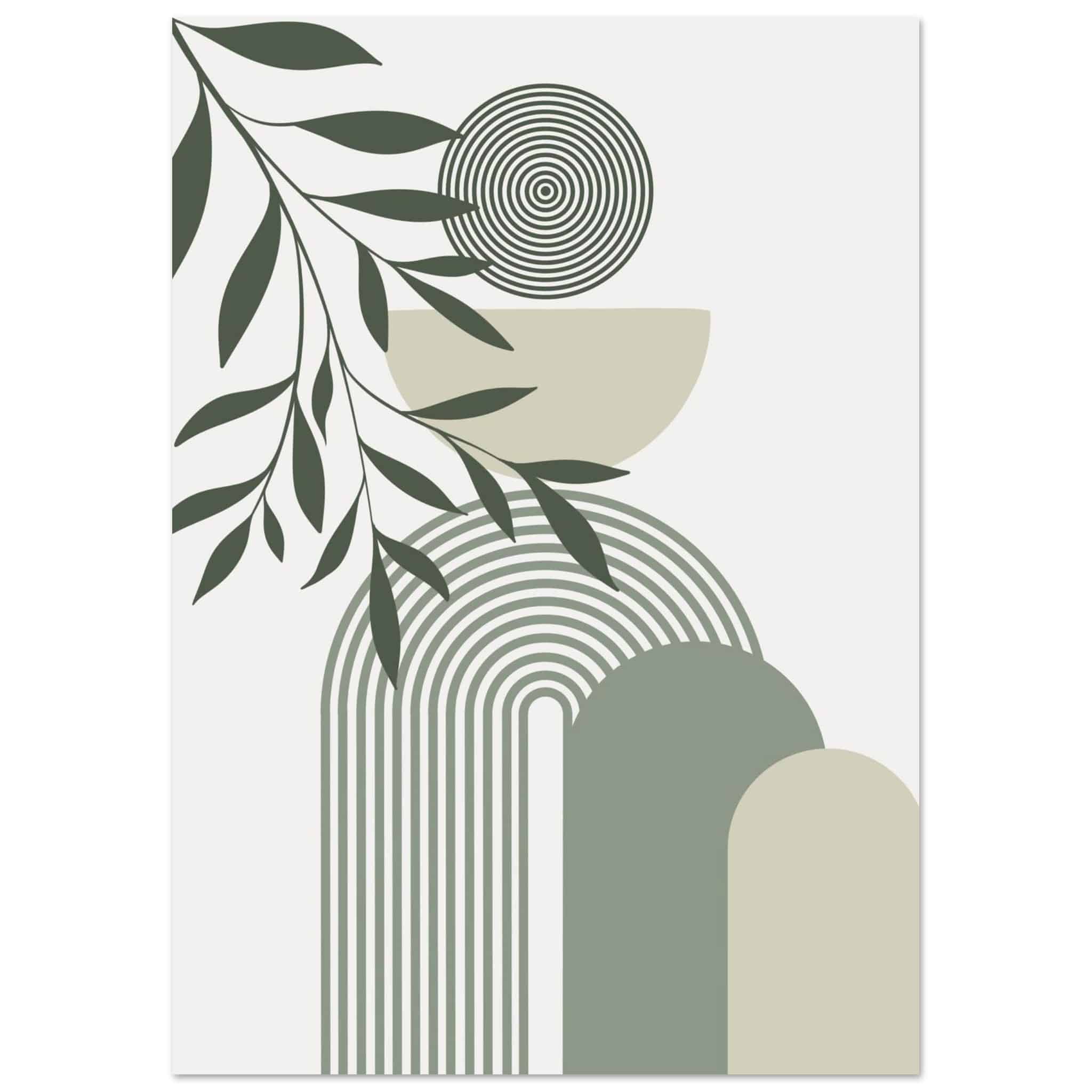 Artfulprints Poster Boho – Olive balance - A4 21x29.7 cm - Groen