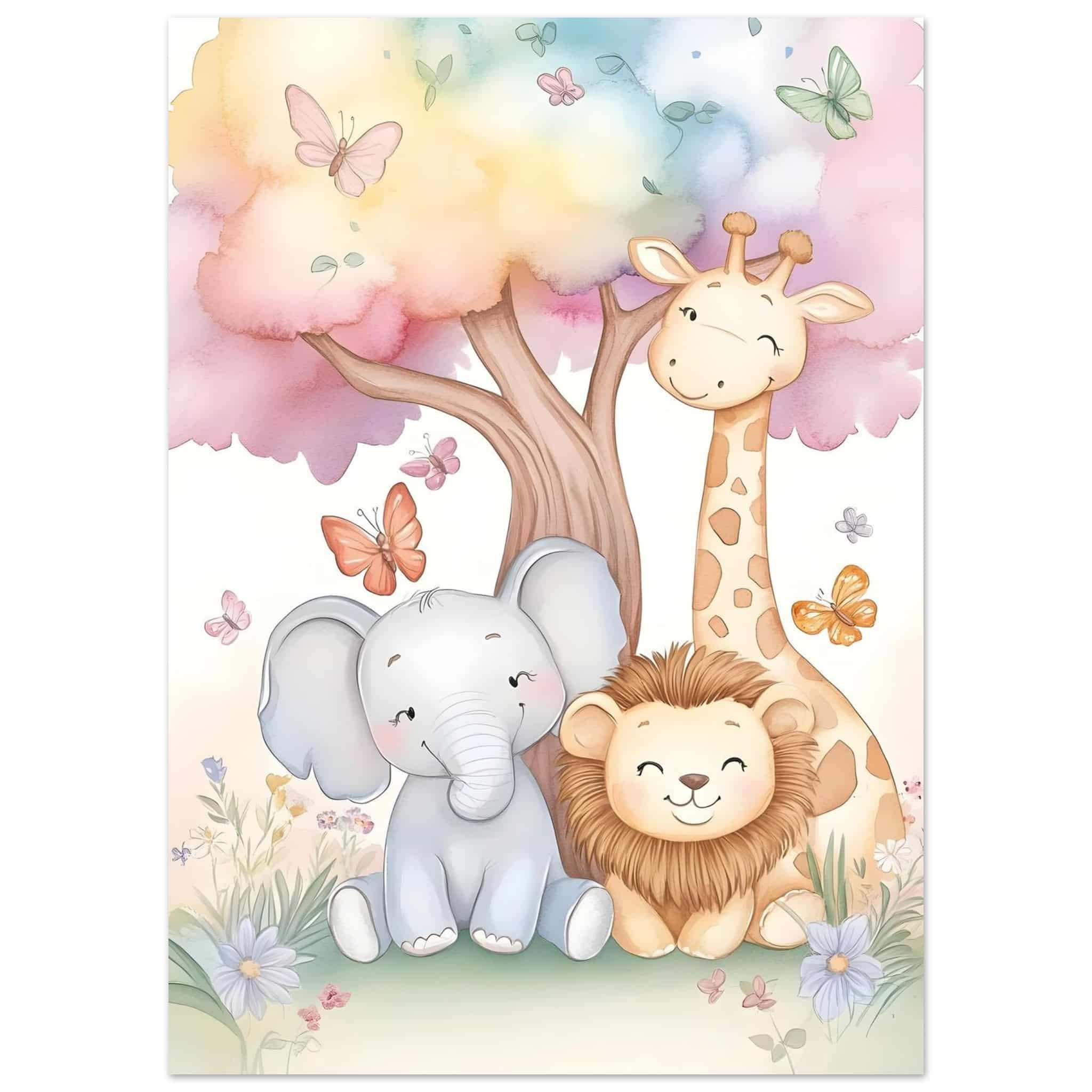 Artfulprints Poster Vrolijke safari familie - 50x70 cm - Meerkleurig