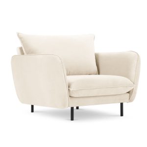 Cosmopolitan Design Fauteuil Vienna flueel, lichtbeige – 94x97x95cm