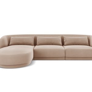 Cosmopolitan Design linker hoekbank Tulum 4-zits, flueel, beige – 156x Cosmopolitan Design linker hoekbank Tulum 4-zits, flueel, beige – 156x