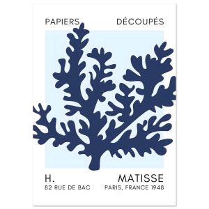 Artfulprints Poster Matisse – Aqua bloom navy blue I – A4 21×29.7 cm – Artfulprints Poster Matisse – Aqua bloom navy blue I – A4 21×29.7 cm –