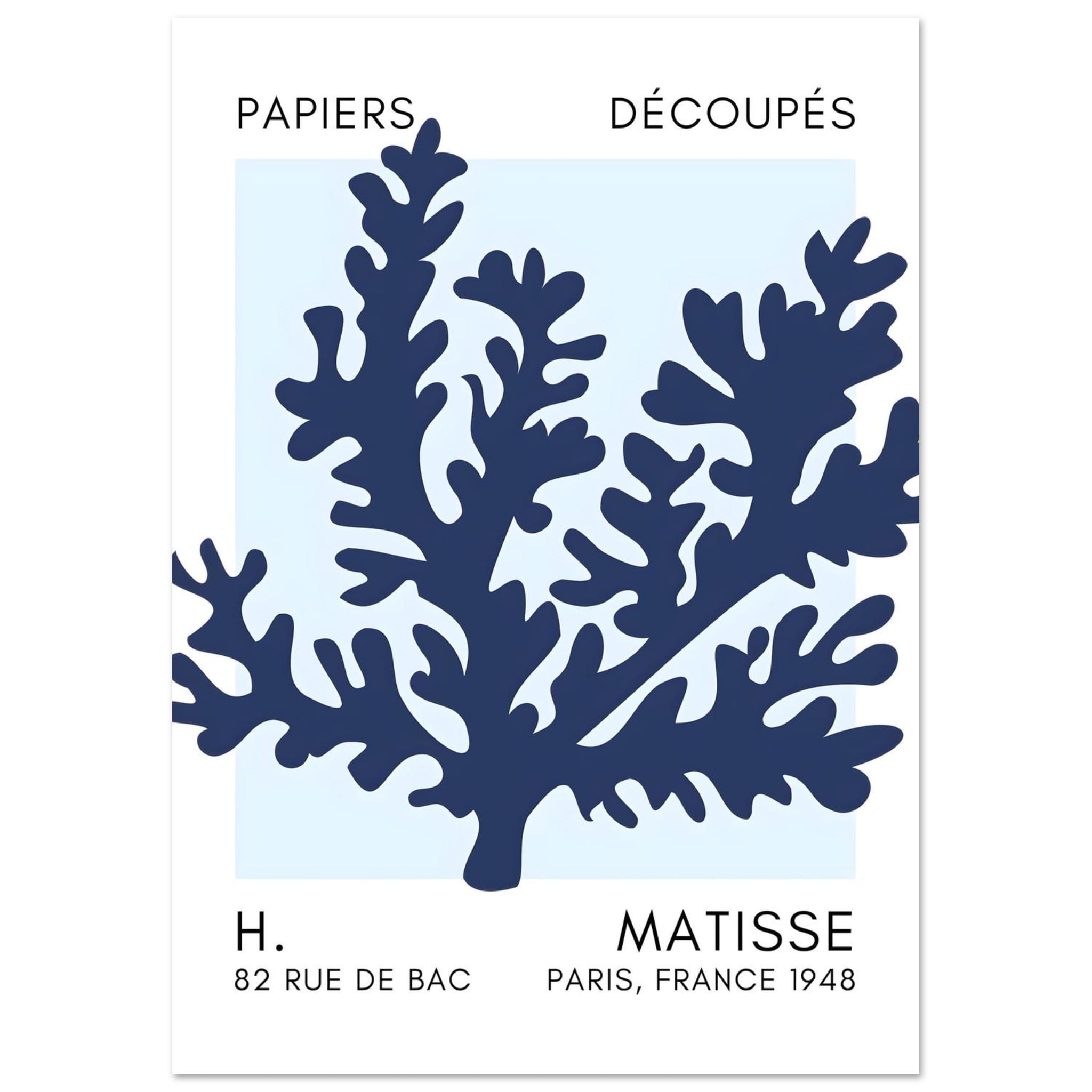 Artfulprints Poster Matisse – Aqua bloom navy blue I - A4 21x29.7 cm -