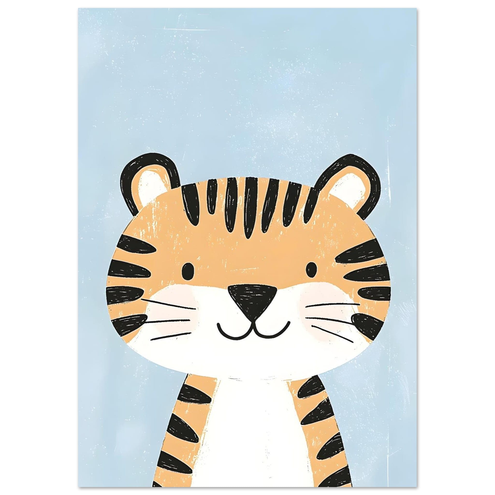 Artfulprints Poster Speelse tijger vriend - A4 21x29.7 cm - Oranje
