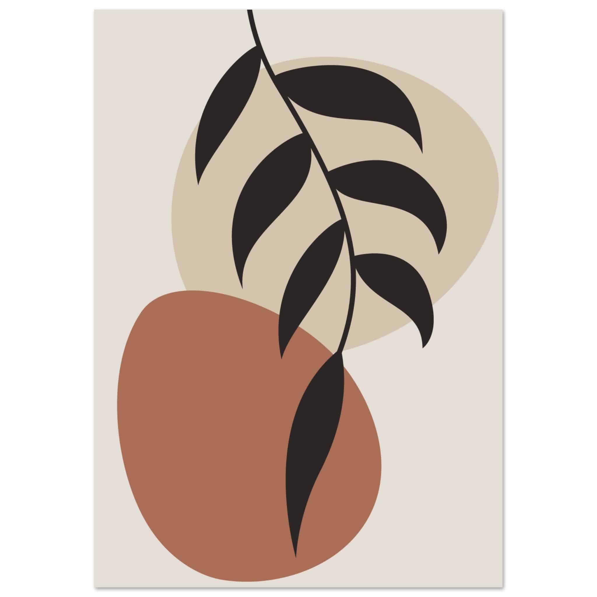 Artfulprints Poster Boho - Abstract leaf II - A4 21x29.7 cm - Terracot