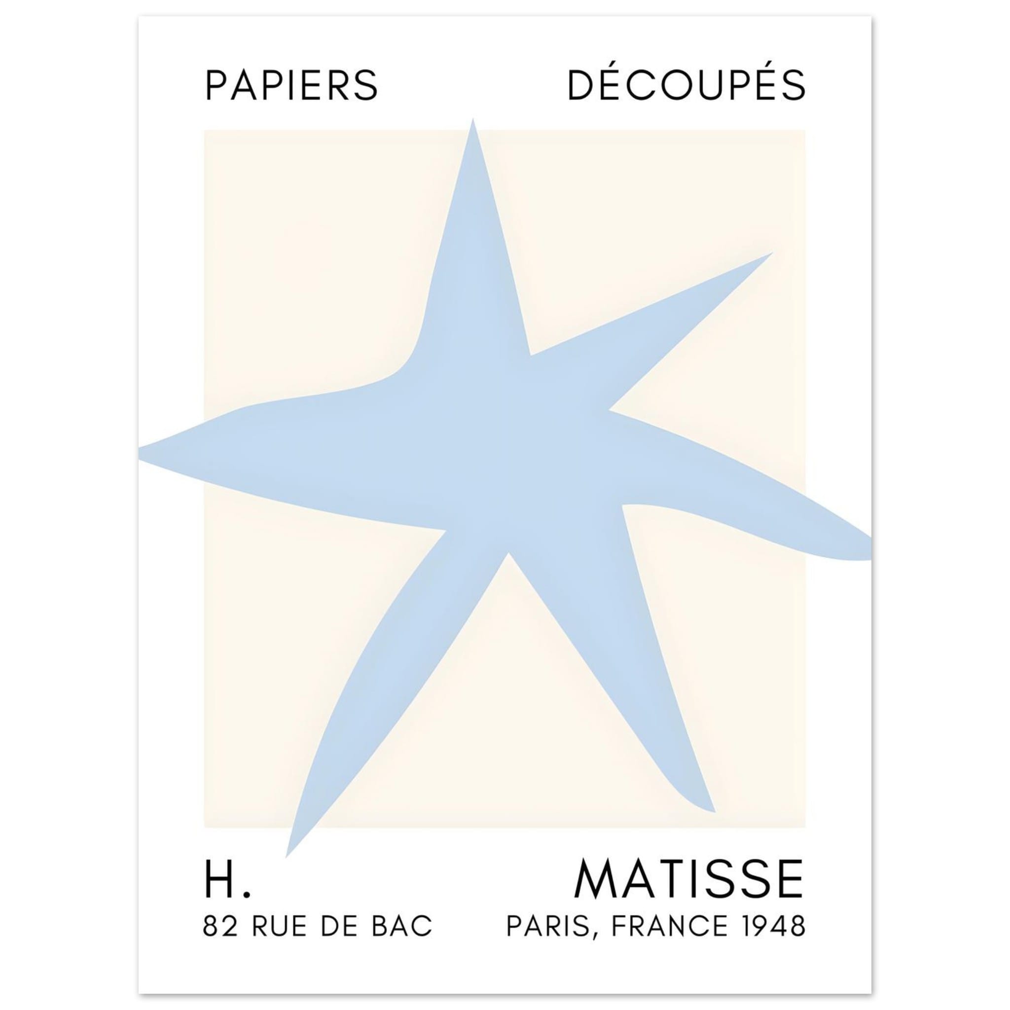 Artfulprints Poster Matisse – Star of the sea light blue - 30x40 cm -