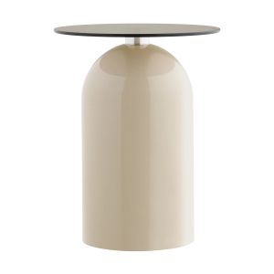 Artichok Raiza metalen bijzettafel beige met glazen blad – Ø40 Artichok Raiza metalen bijzettafel beige met glazen blad – Ø40