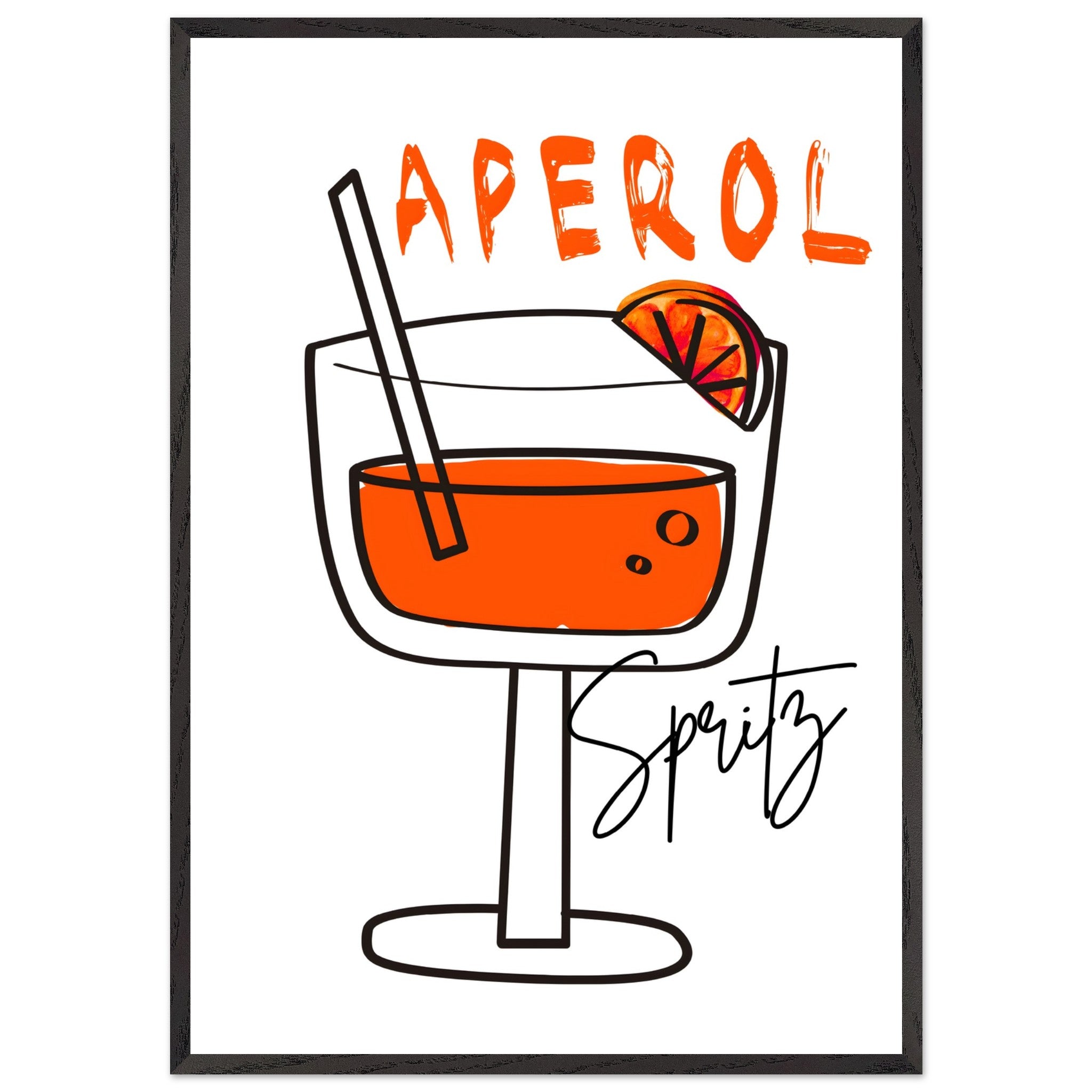 Artfulprints Poster met Lijst Aperol Spritz - Minimalistic - 70x100 cm