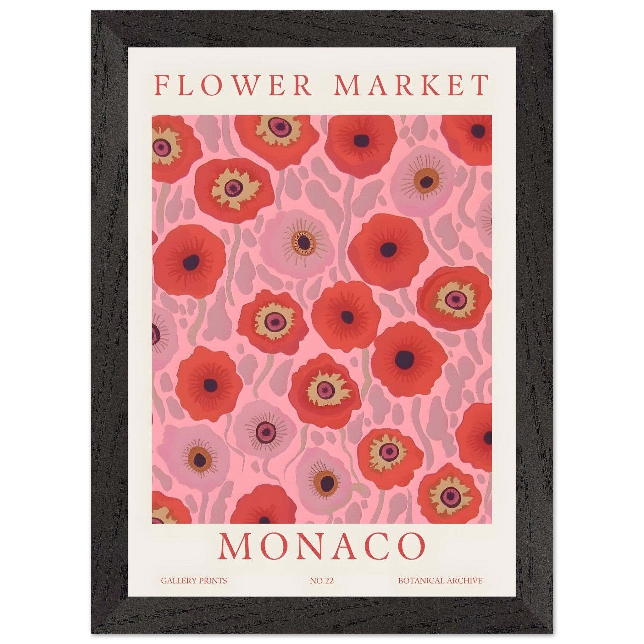 Artfulprints Poster met Lijst Flower market - Monaco - A4 21x29.7 cm -