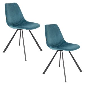 Dutchbone Franky Eetkamerstoelen Blauw – Set van 2 Dutchbone Franky Eetkamerstoelen Blauw – Set van 2