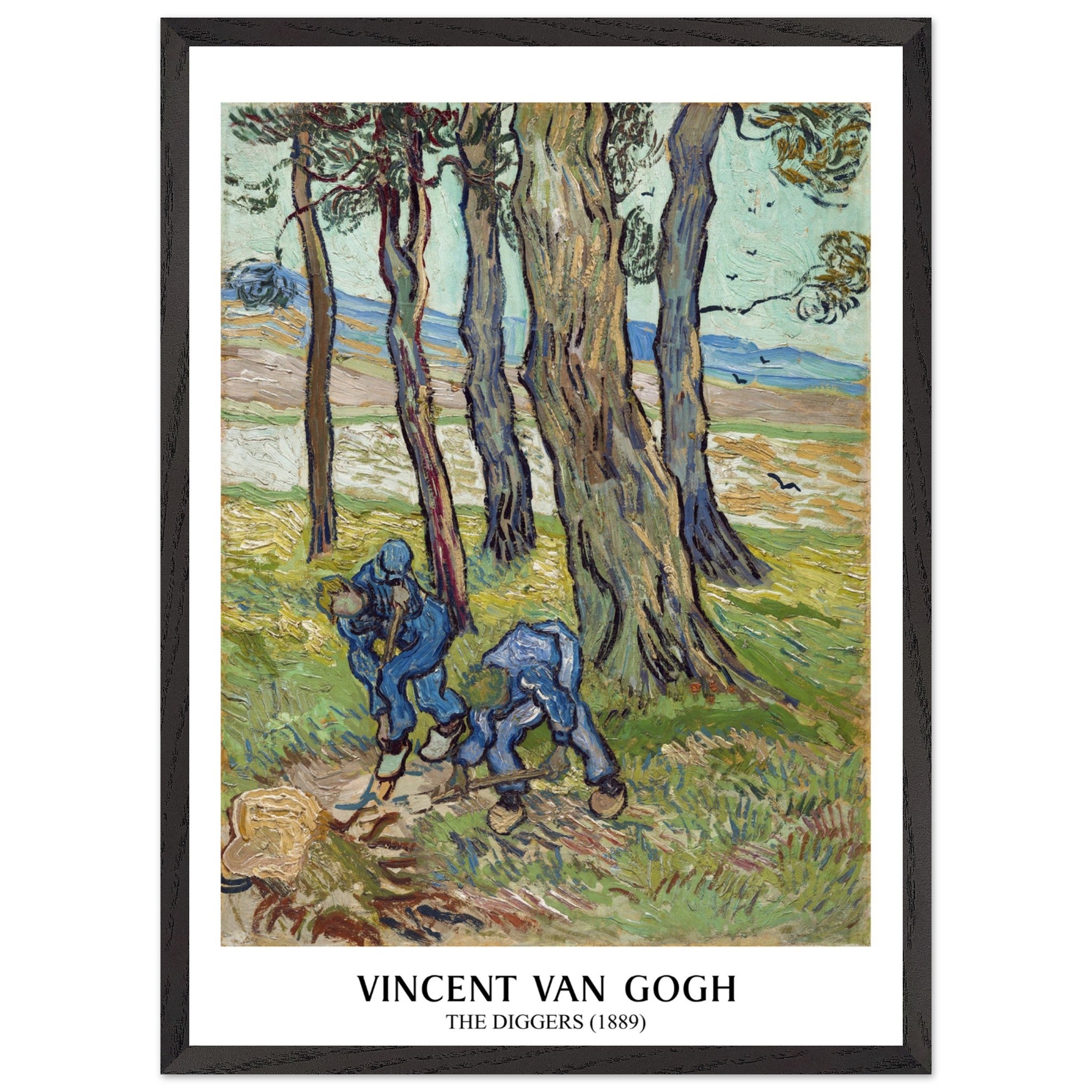 Artfulprints Poster met Lijst Vincent van Gogh - The diggers - 50x70 c