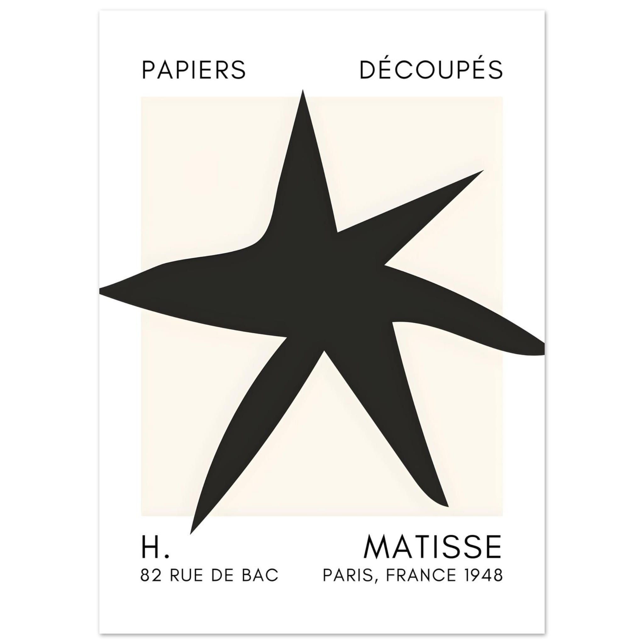 Artfulprints Poster Matisse – Star of the sea black - 50x70 cm - Zwart