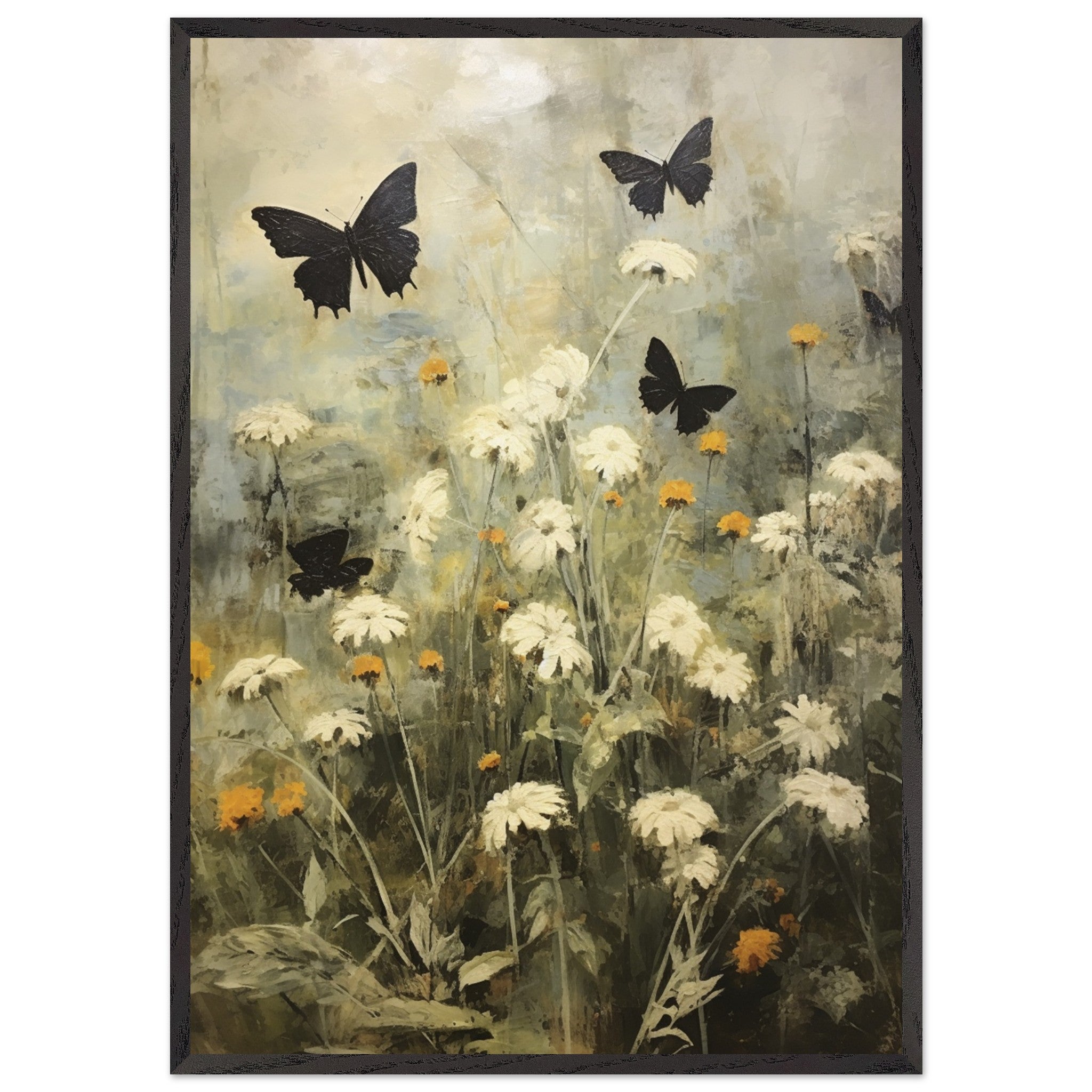 Artfulprints Poster met Lijst Butterflies in flowerfield 2 - 70x100 cm