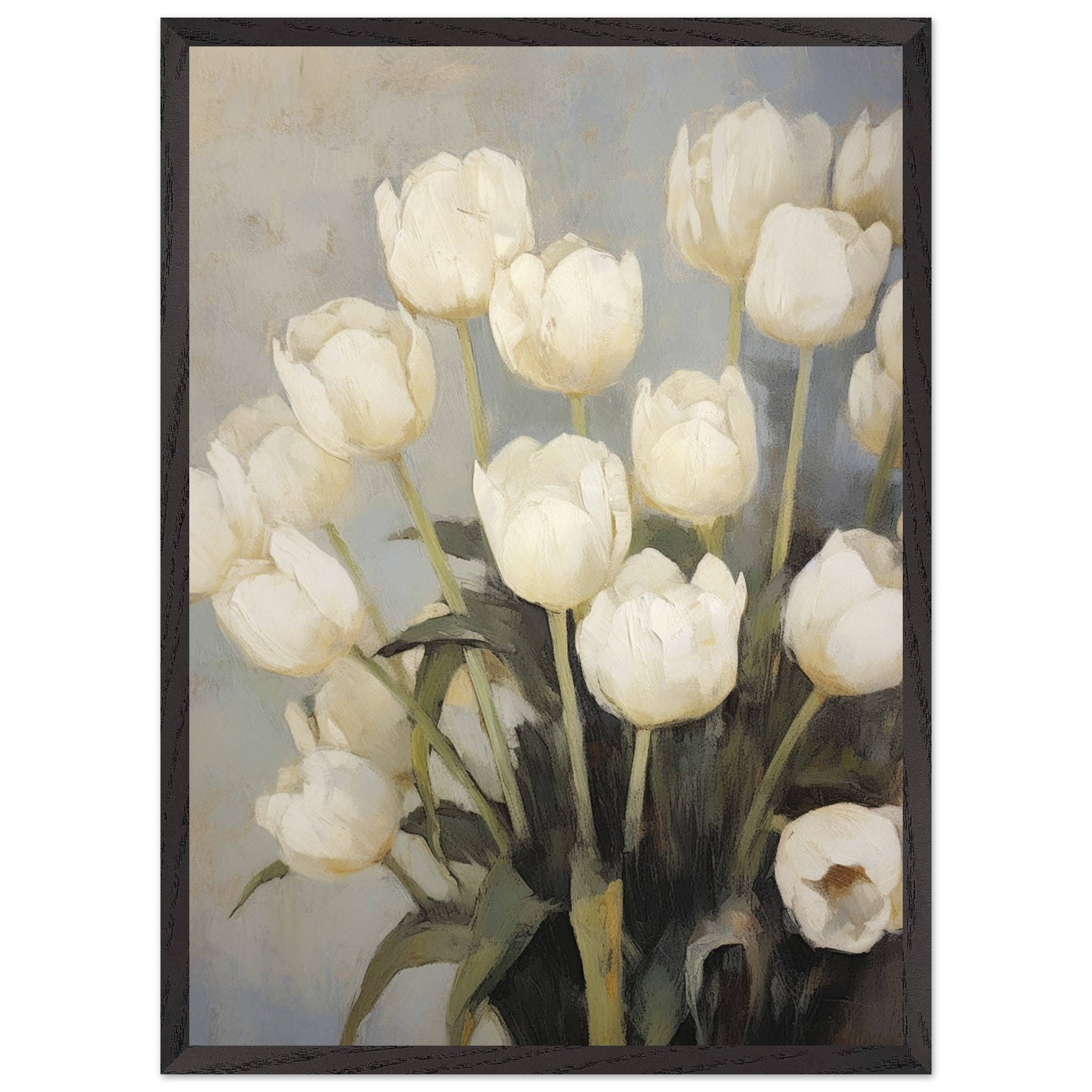 Artfulprints Poster met Lijst White tulips - 50x70 cm - Wit