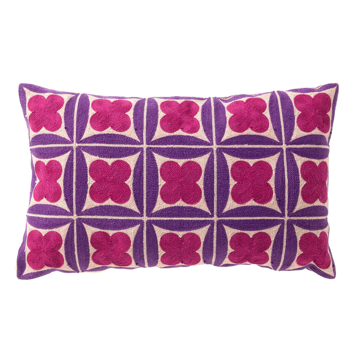 CLOVER - kussenhoes 30x50 cm - geometrisch - geborduurd - Deep Lavende