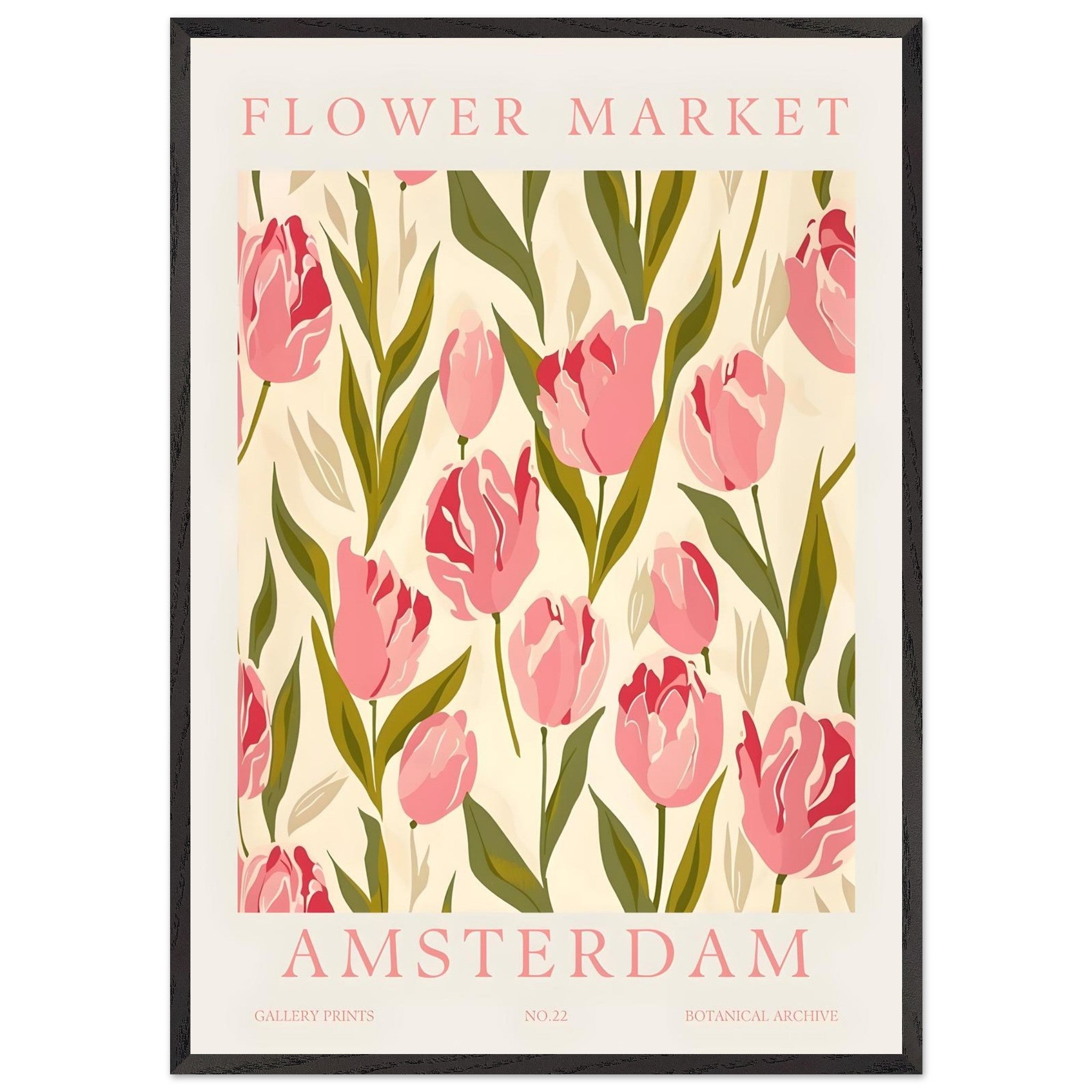 Artfulprints Poster met Lijst Flower market - Amsterdam IV - 70x100 cm