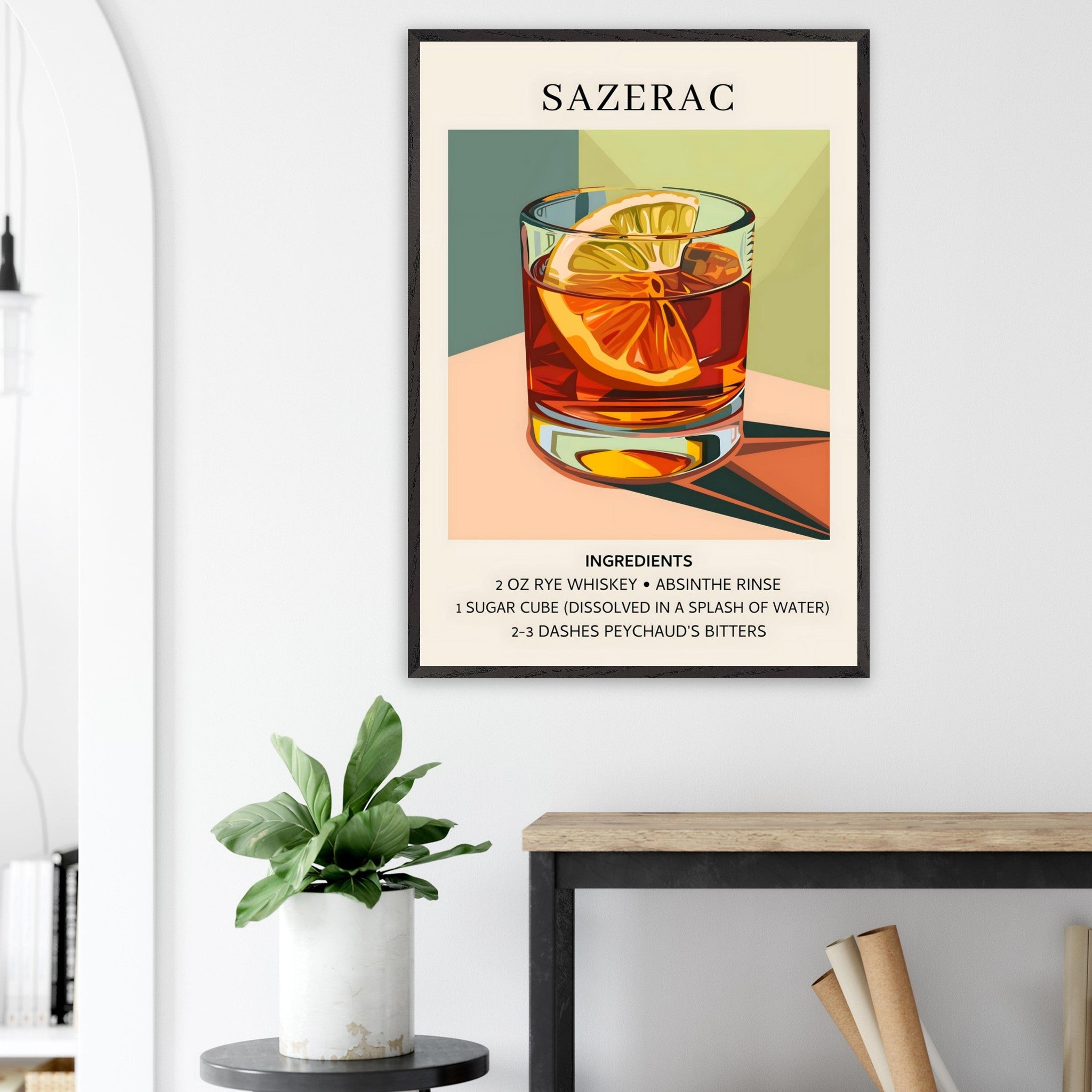 Artfulprints Poster Sazerac cocktail - Ingrediënten - 70x100 cm - Meer