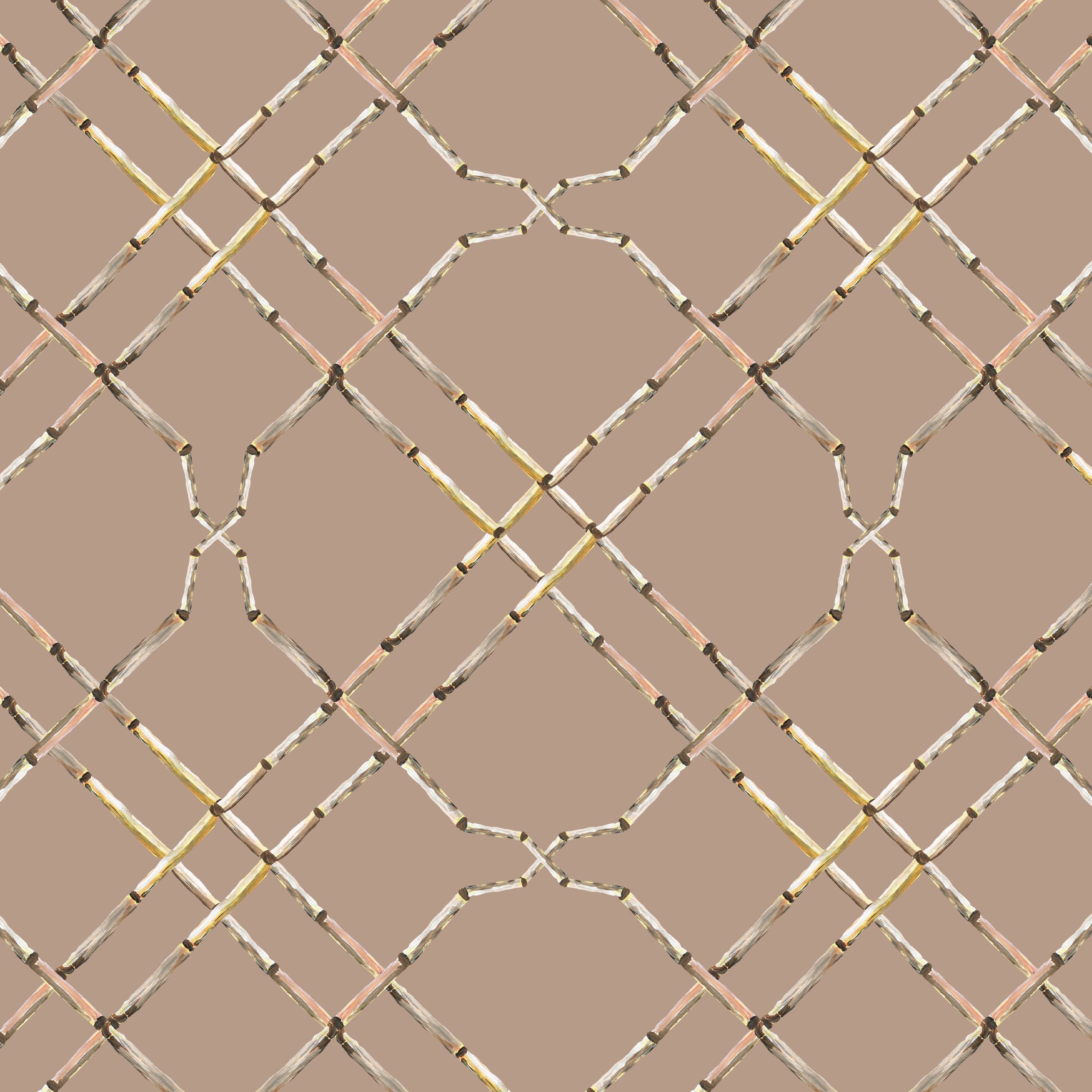 Behang Bamboo Trellis Brown/gray