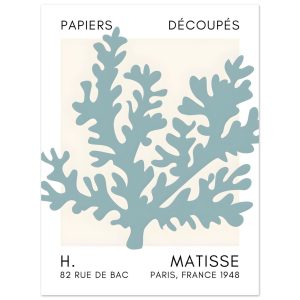 Artfulprints Poster Matisse – Aqua bloom turquoise – 30×40 cm – Turquo Artfulprints Poster Matisse – Aqua bloom turquoise – 30×40 cm – Turquo