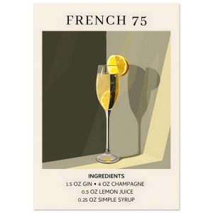 Artfulprints Poster French 75 cocktail – Ingrediënten – A4 21×29.7 cm Artfulprints Poster French 75 cocktail – Ingrediënten – A4 21×29.7 cm