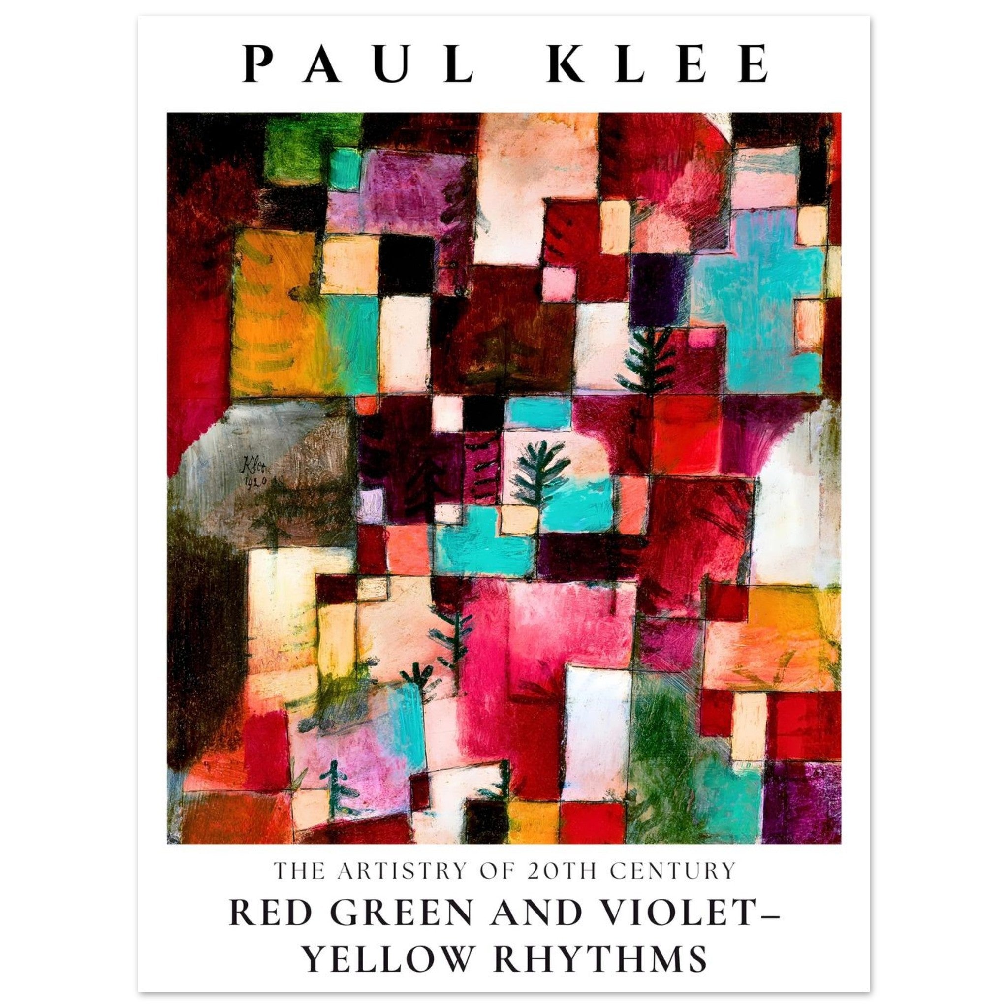 Artfulprints Poster Paul Klee - Red green and violet-yellow rhythms -