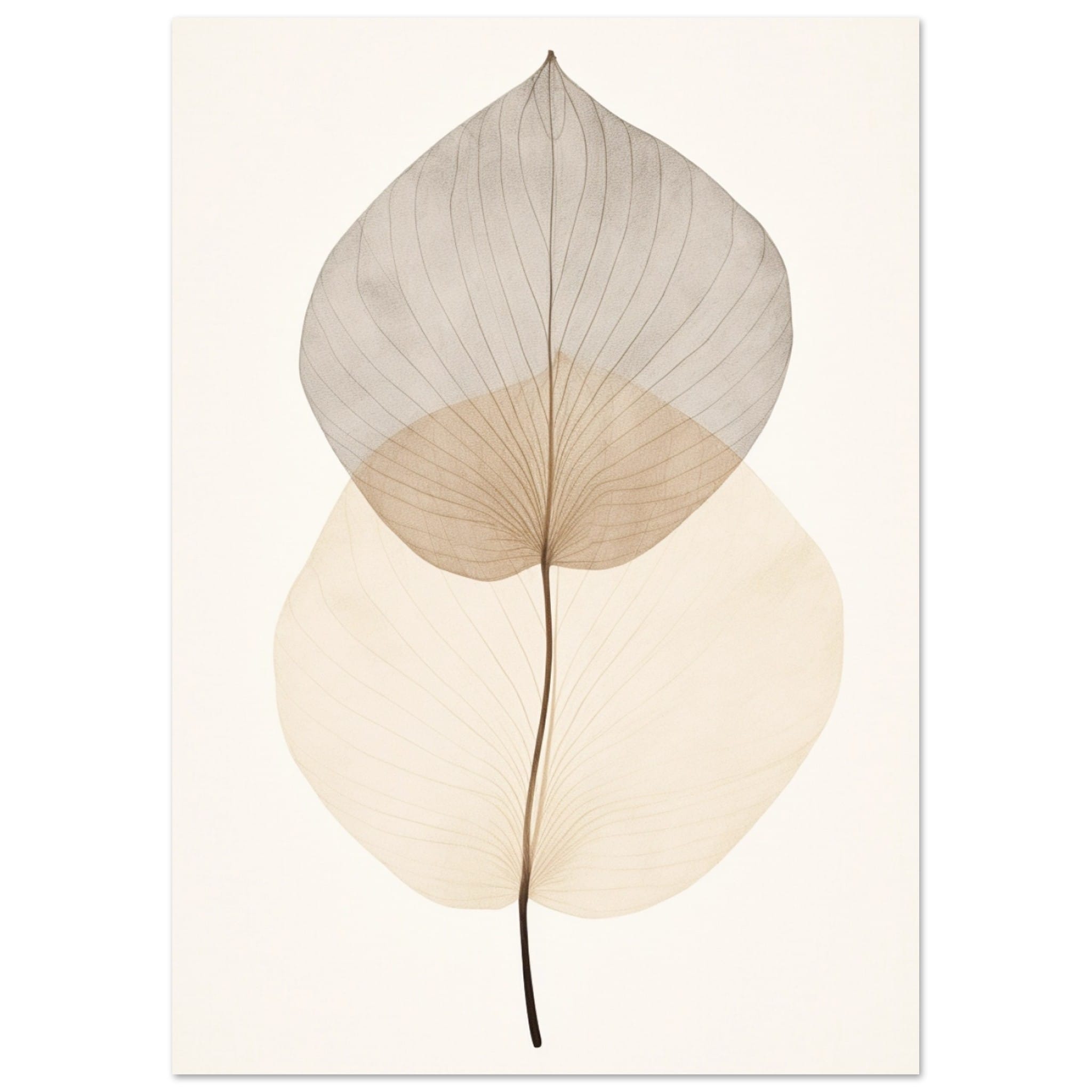 Artfulprints Poster Japandi leaf - A4 21x29.7 cm - Taupe