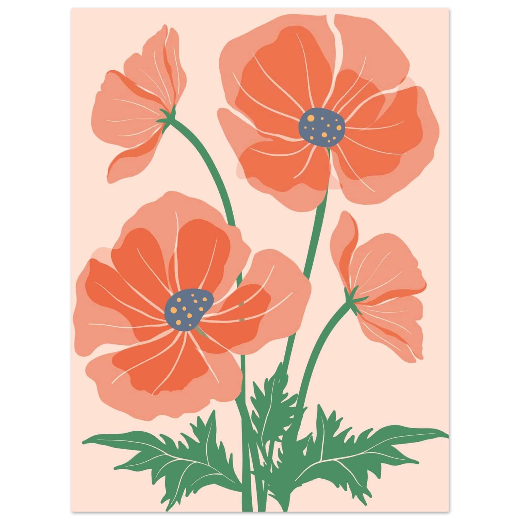 Artfulprints Poster Boho – Field flowers - 30x40 cm - Oranje