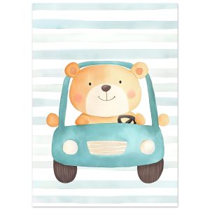 Artfulprints Poster Beer op reis – 50×70 cm – Blauw