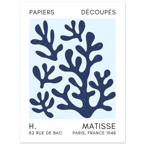 Artfulprints Poster Matisse – Coral shadows navy blue I – 30×40 cm – B