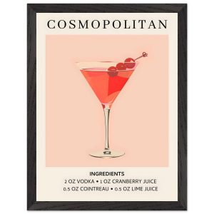 Artfulprints Poster met Lijst Cosmopolitan cocktail – Ingrediënten – 3 Artfulprints Poster met Lijst Cosmopolitan cocktail – Ingrediënten – 3