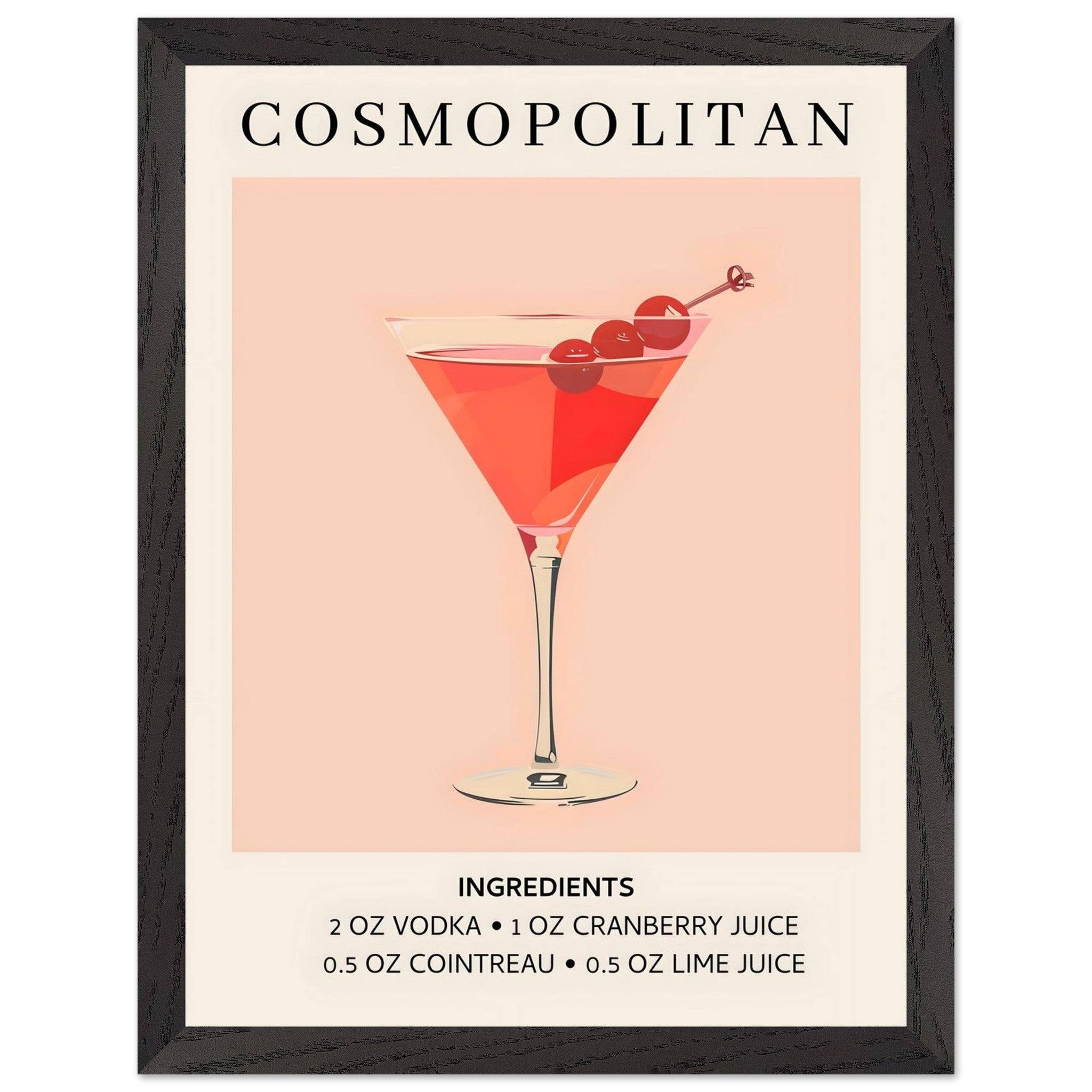 Artfulprints Poster met Lijst Cosmopolitan cocktail - Ingrediënten - 3