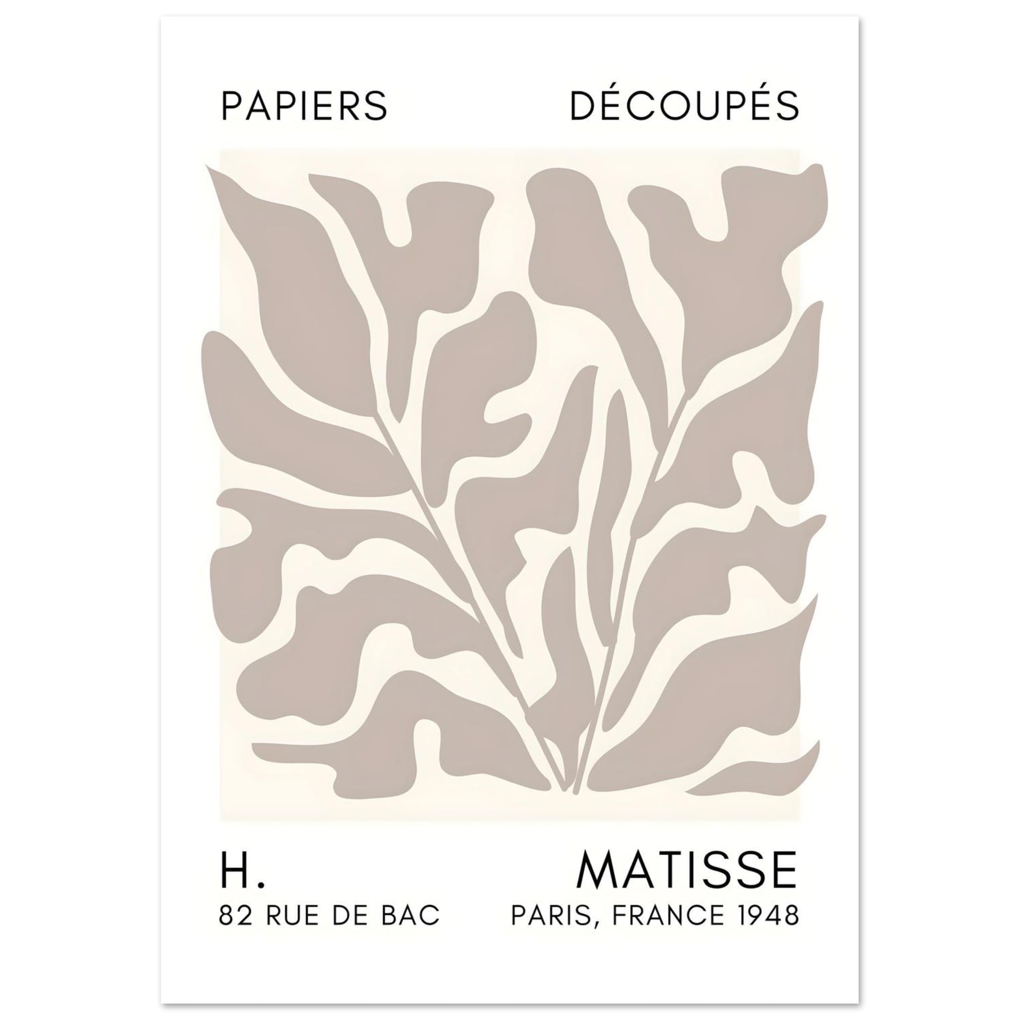 Artfulprints Poster Matisse – Seabed shapes grey - A4 21x29.7 cm - Gri