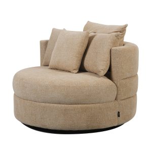 DÉJA Living Draaifauteuil Miles – Taupe Stof – 100x100x84cm DÉJA Living Draaifauteuil Miles – Taupe Stof – 100x100x84cm