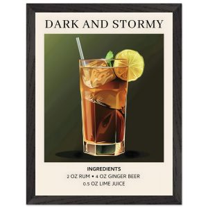 Artfulprints Poster met Lijst Dark and Stormy cocktail – Ingrediënten Artfulprints Poster met Lijst Dark and Stormy cocktail – Ingrediënten