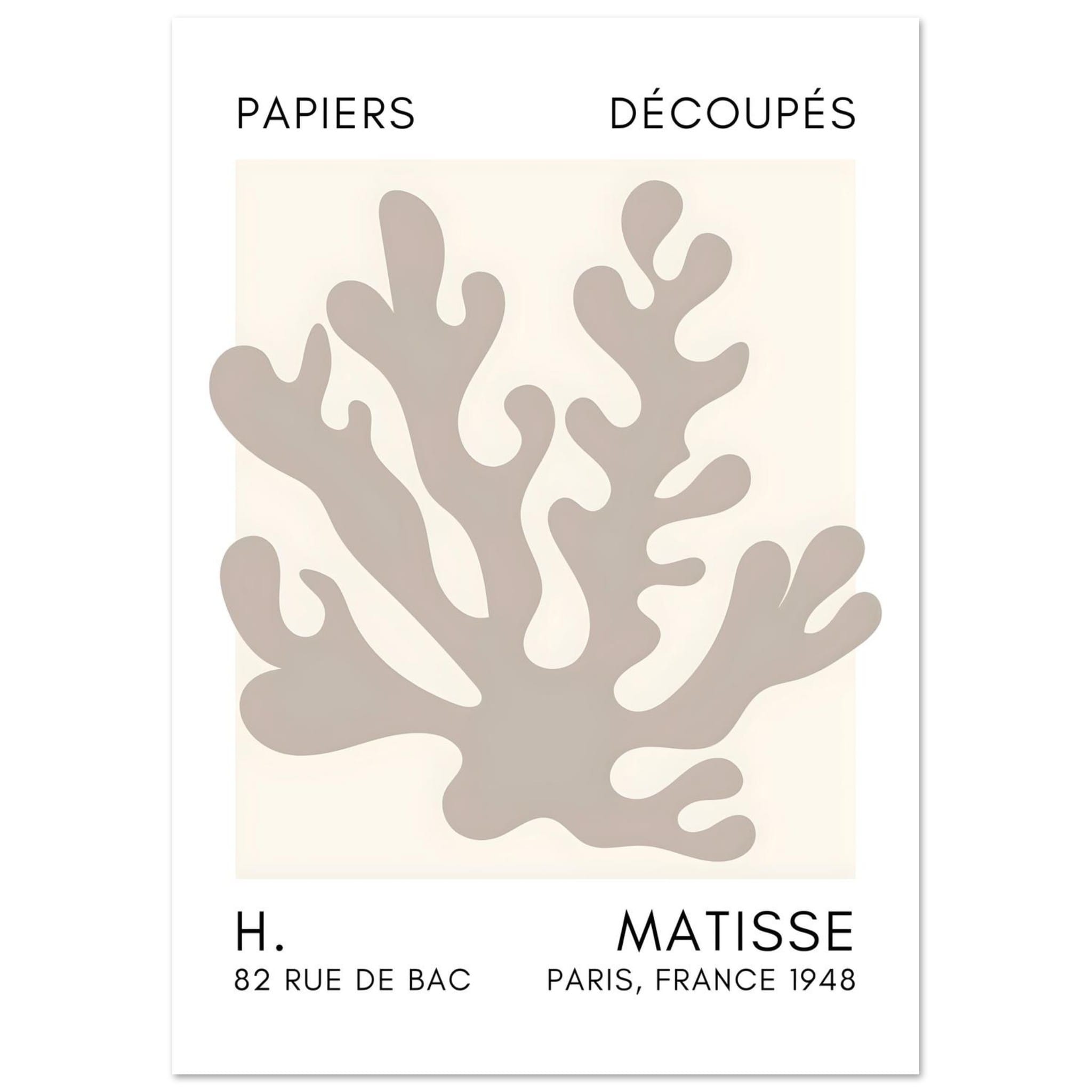 Artfulprints Poster Matisse – Saltflower shapes grey - A4 21x29.7 cm -