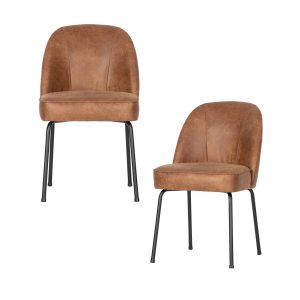 WOOOD eetkamerstoelen Vogue- Leer – Cognac – Set van 2