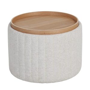 DÉJA Living Salontafel Angela – Beige/Naturel – Ø55cm – Incl. Opbergru