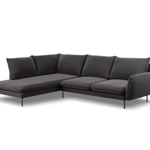 Cosmopolitan Design linker hoekbank Vienna 6-zits, flueel, donkergrijs Cosmopolitan Design linker hoekbank Vienna 6-zits, flueel, donkergrijs