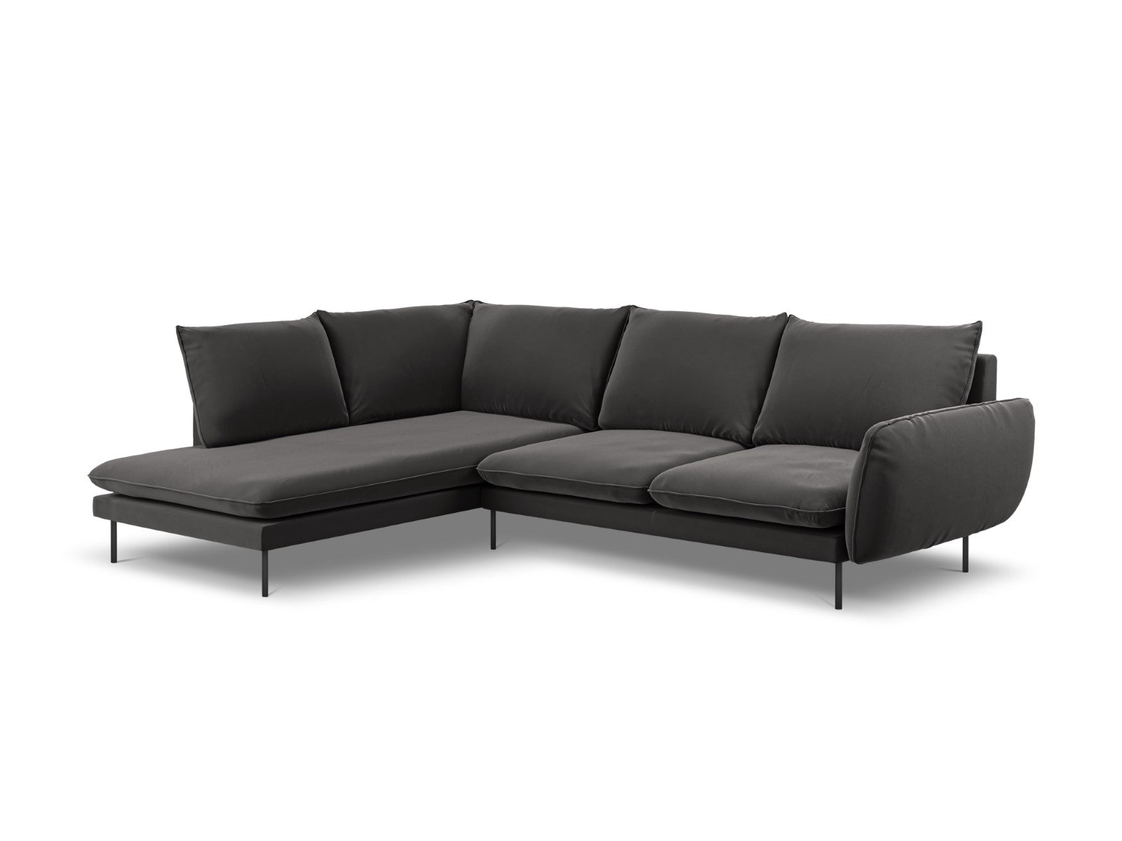 Cosmopolitan Design linker hoekbank Vienna 6-zits, flueel, donkergrijs