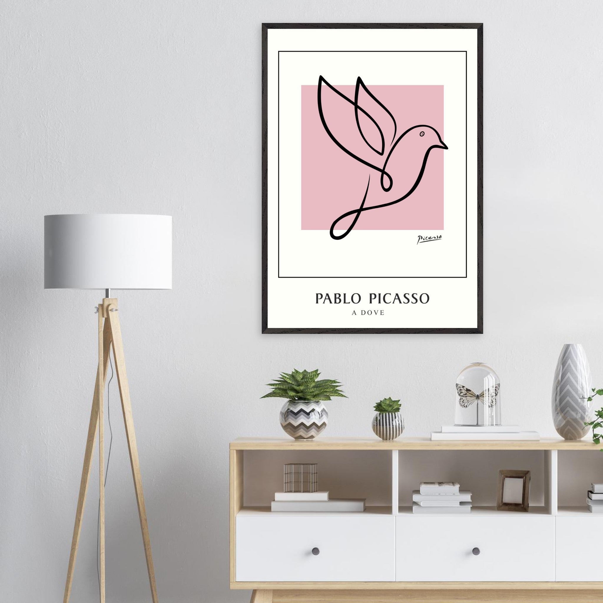 Artfulprints Poster Pablo Picasso - A dove - 70x100 cm - Roze