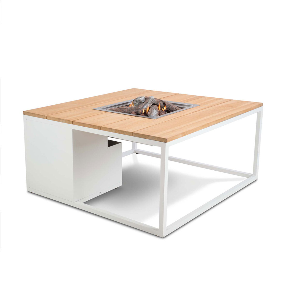 Cosi Fires Cosiloft lounge vuurtafel 100 cm wit - teak top
