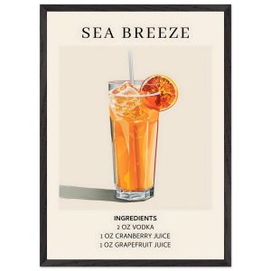 Artfulprints Poster met Lijst Sea Breeze cocktail – Ingrediënten – 50x Artfulprints Poster met Lijst Sea Breeze cocktail – Ingrediënten – 50x