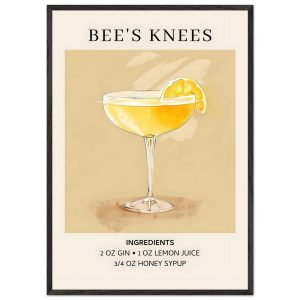 Artfulprints Poster met Lijst Bee's Knees cocktail – Ingrediënten – 70