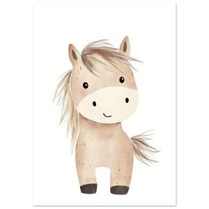 Artfulprints Poster Avontuurlijke pony – A4 21×29.7 cm – beige Artfulprints Poster Avontuurlijke pony – A4 21×29.7 cm – beige