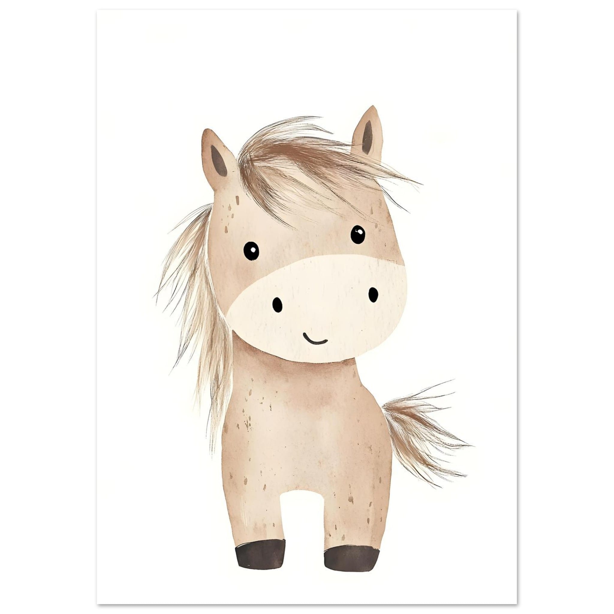 Artfulprints Poster Avontuurlijke pony - A4 21x29.7 cm - beige
