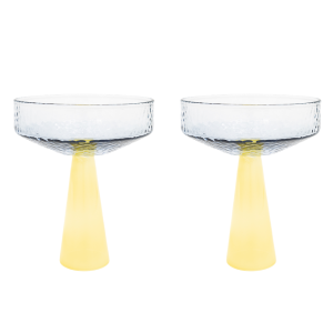 Brût Homeware coupe Claude – blauw geel topaas – set van 2 Brût Homeware coupe Claude – blauw geel topaas – set van 2