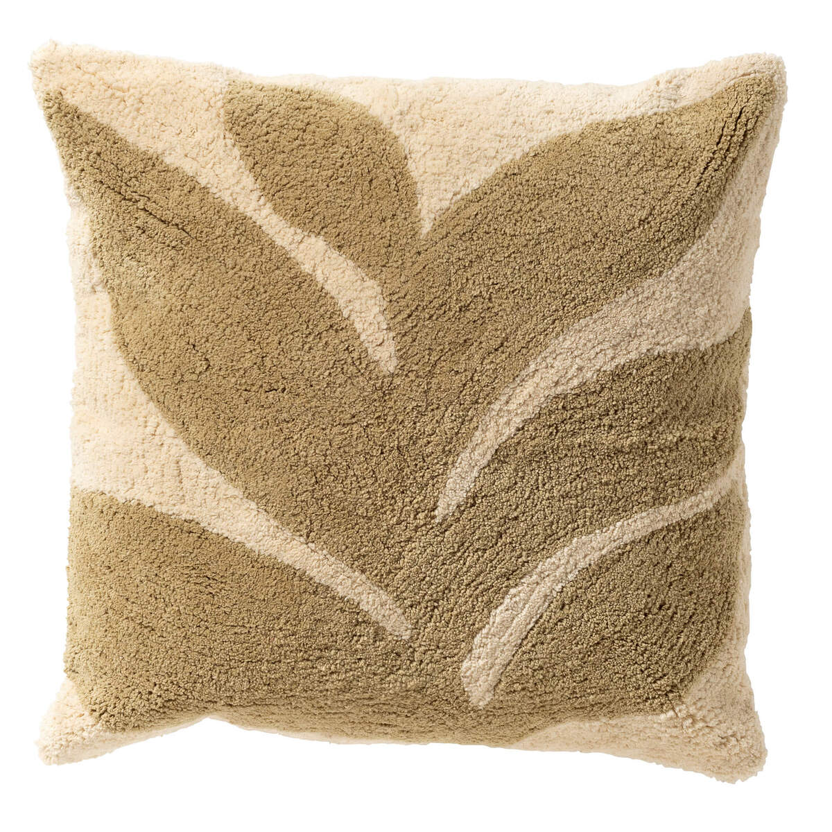 JUNA - kussenhoes 45x45 cm - bladmotief - Sponge - groen