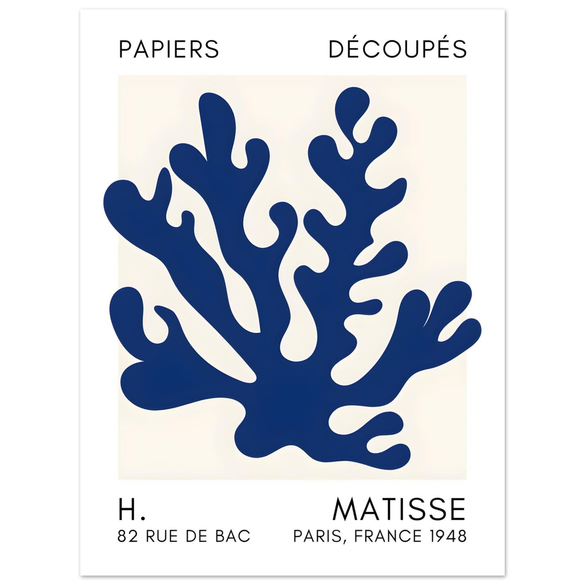 Artfulprints Poster Matisse – Saltflower shapes navy blue II - 30x40 c