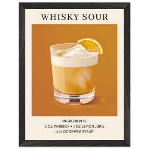 Artfulprints Poster met Lijst Whisky Sour cocktail – Ingrediënten – 30 Artfulprints Poster met Lijst Whisky Sour cocktail – Ingrediënten – 30