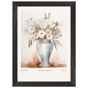 Artfulprints Poster met Lijst Bloemen in vaas 1 – A4 21×29.7 cm – Taup